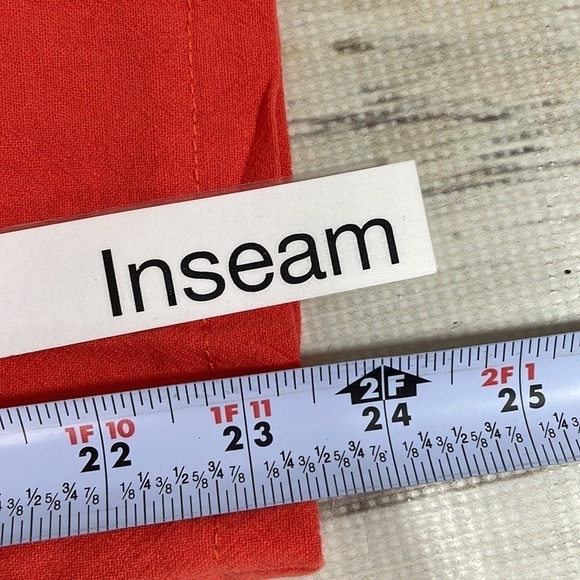 Cellabie Pants NWT Red Orange Wide Leg Cropped Pockets Size Large - Picture 11 of 12